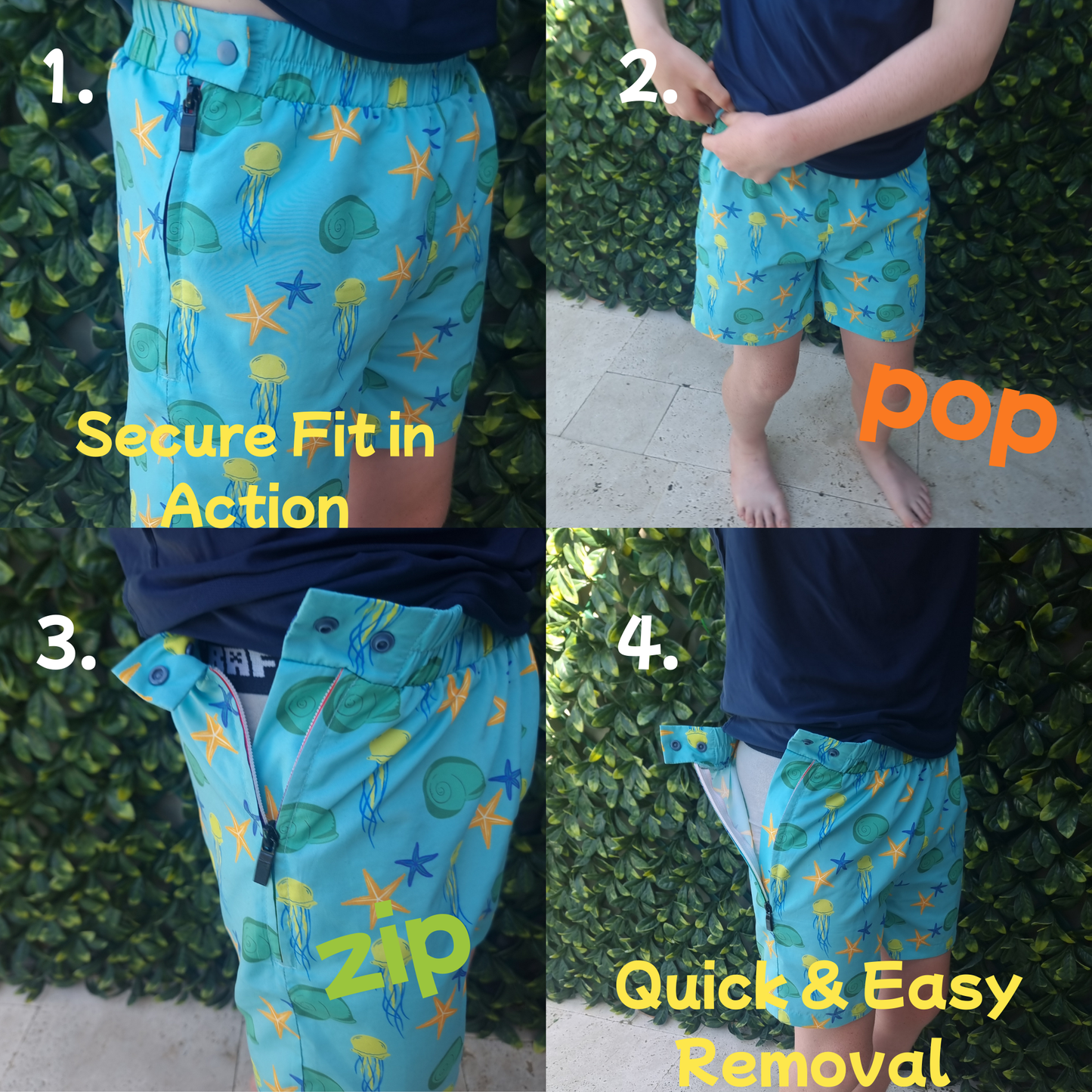 Spikey Blue Ultra Zips | Adaptive Boardshorts for Kids | Safe, Fun, & Inclusive Design