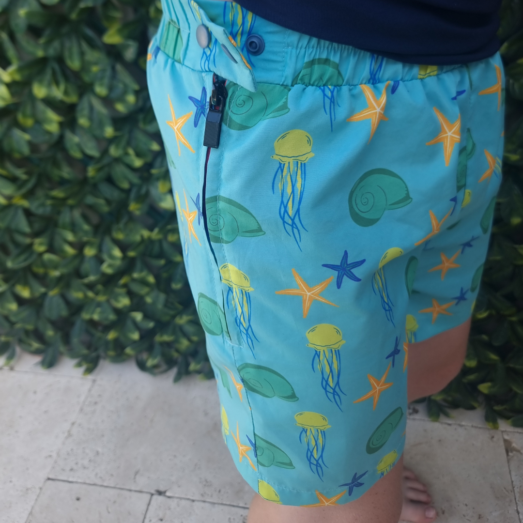 Spikey Blue Ultra Zips | Adaptive Boardshorts for Kids | Safe, Fun, & Inclusive Design